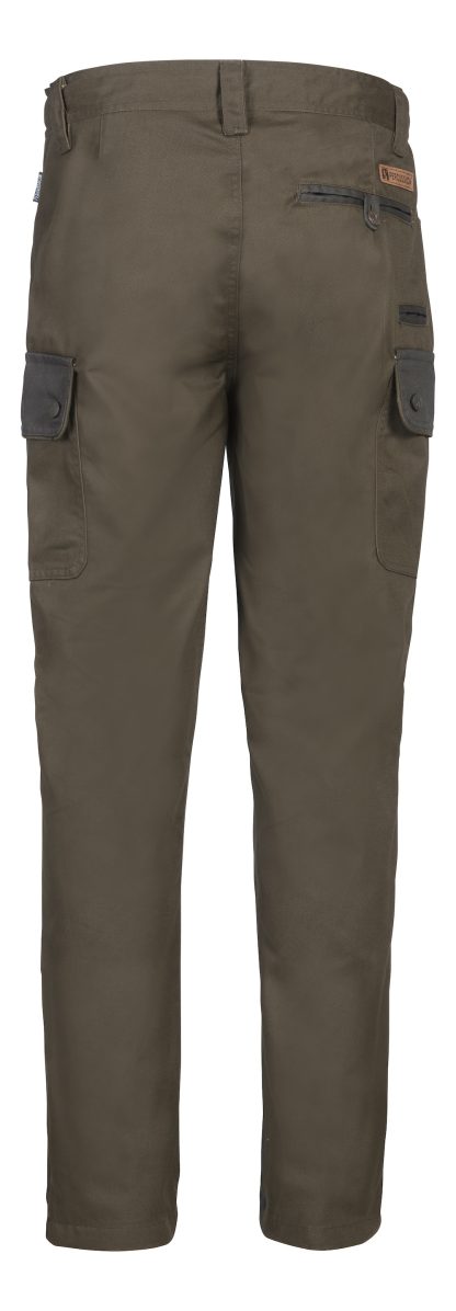 Percussion Men's Tradition Trousers in brown and dark khaki - back view