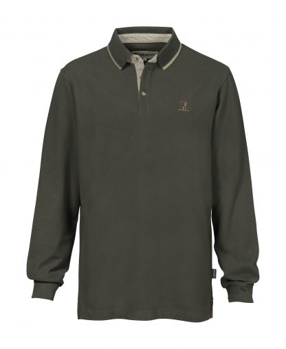 Percussion Long Sleeved Polo Shirt Olive