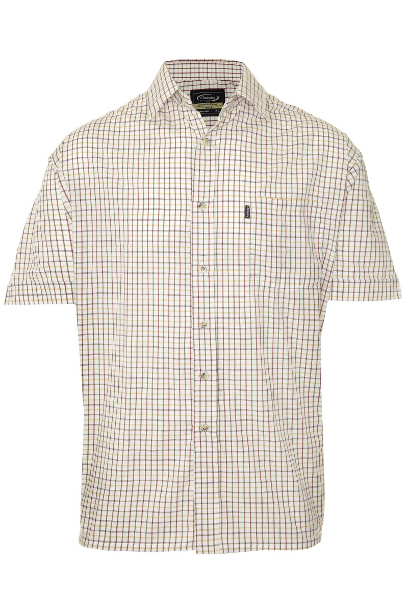 Champion Men s Tattersall Short Sleeve Shirt Red Edinburgh