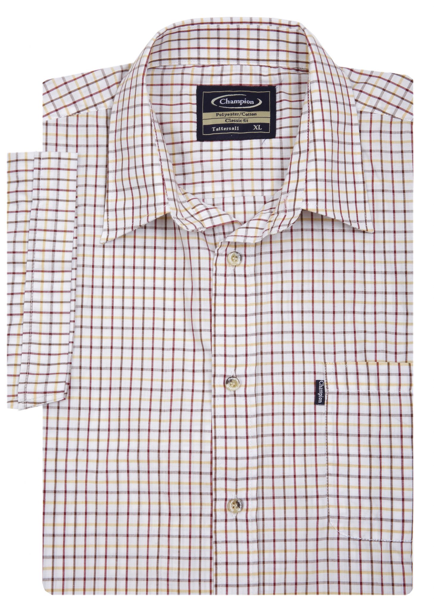 Champion Men's Tattersall Short Sleeve Shirt Red Edinburgh Outdoor Wear