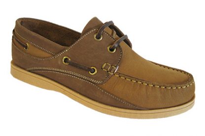 Yachtsman Ladies Leather Laced Deck Shoes Mustard/Brown