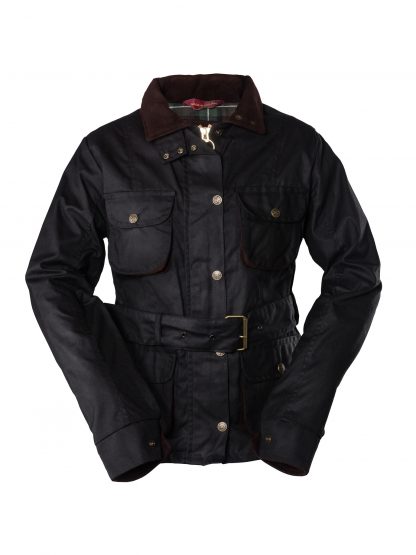 Ladies Belted Wax Jacket Black