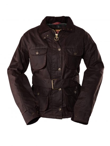 Ladies Belted Wax Jacket Brown