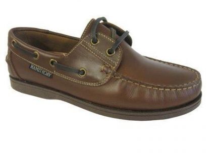 Yachtsman Ladies Leather Laced Deck Shoes Brown