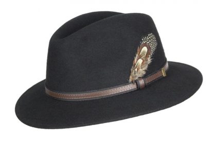 Oxford Blue Fedora Wool Hat - Black