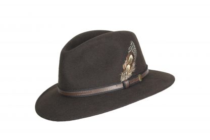 Oxford Blue Fedora Wool Hat - Brown