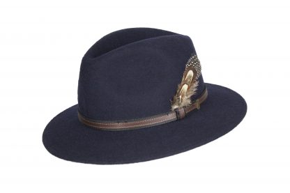 Oxford Blue Fedora Wool Hat - Navy