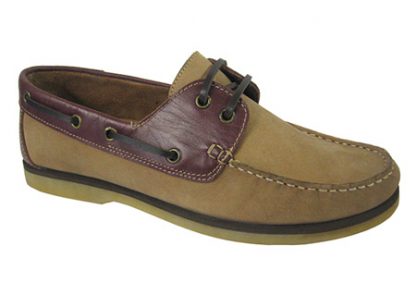 Yachtsman Mens Leather Deck Shoes Stone/Redwood