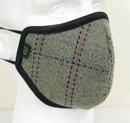 Country Tweed Face Mask Grey - Oxford Blue