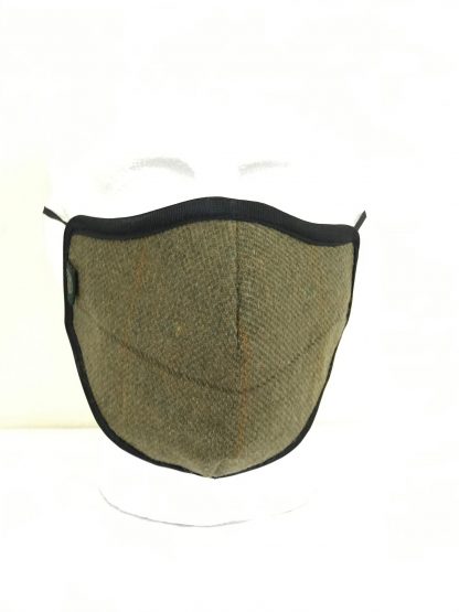 Country Tweed Face Mask - Green - Oxford Blue