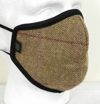 Oxford Blue Country Tweed Face Mask - Biscuit