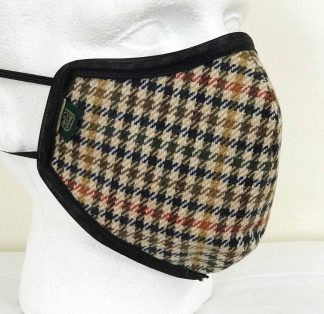 Country Tweed Face Mask Dogstooth - Oxford Blue