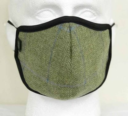 Country Tweed Face Mask Light Green - Oxford Blue