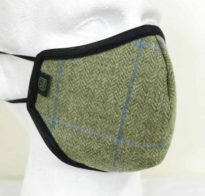 Oxford Blue Country Tweed Face Mask Light Green