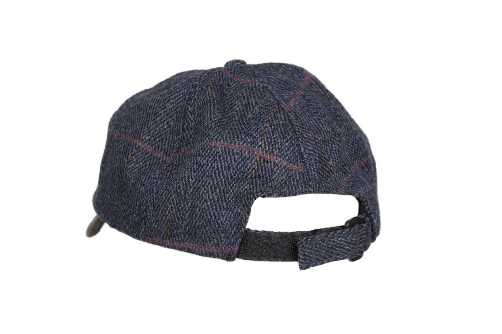 Edinburgh Outdoor Wear Leather Peak Tweed Baseball Cap Navy
