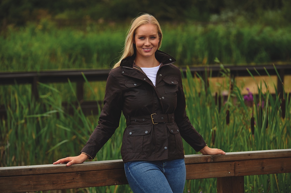 Ladies Belted Wax Jacket - Brown