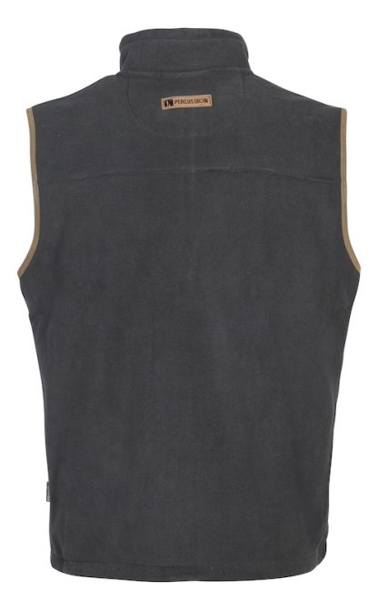 Percussion Men's Scotland Fleece Gilet in Grey with Beige trim - back view