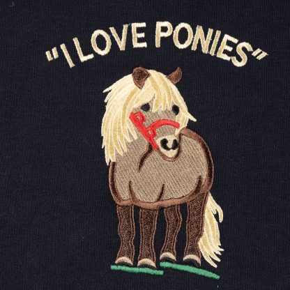 Regents View Kids I Love Ponies Hoodie - Navy