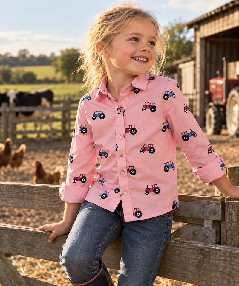 Regents View Kids Pink Tractor Shirt