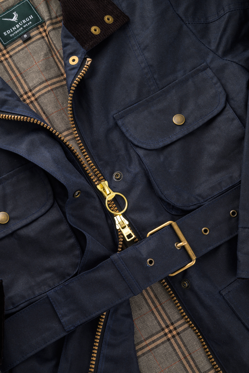 Edinburgh Outdoor Wear Women's Belted Wax Jacket - Navy