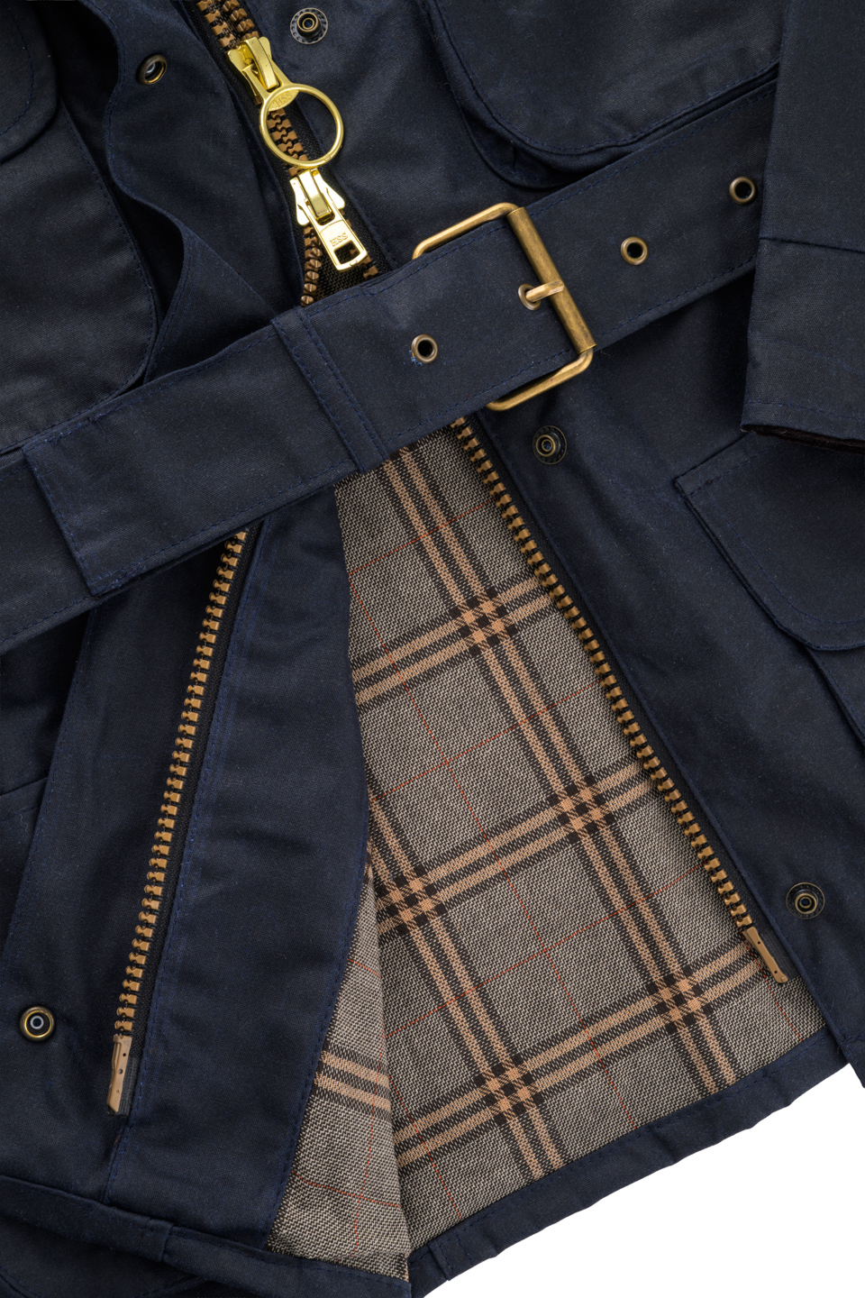 Edinburgh Outdoor Wear Women's Belted Wax Jacket - Navy