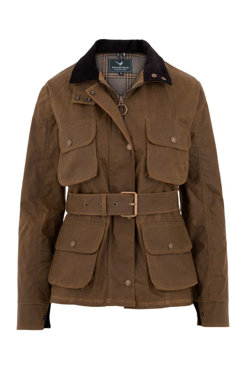 Ediburgh Outdoor Wear Ladies Brown Jacket with Belt-1a-Low Res