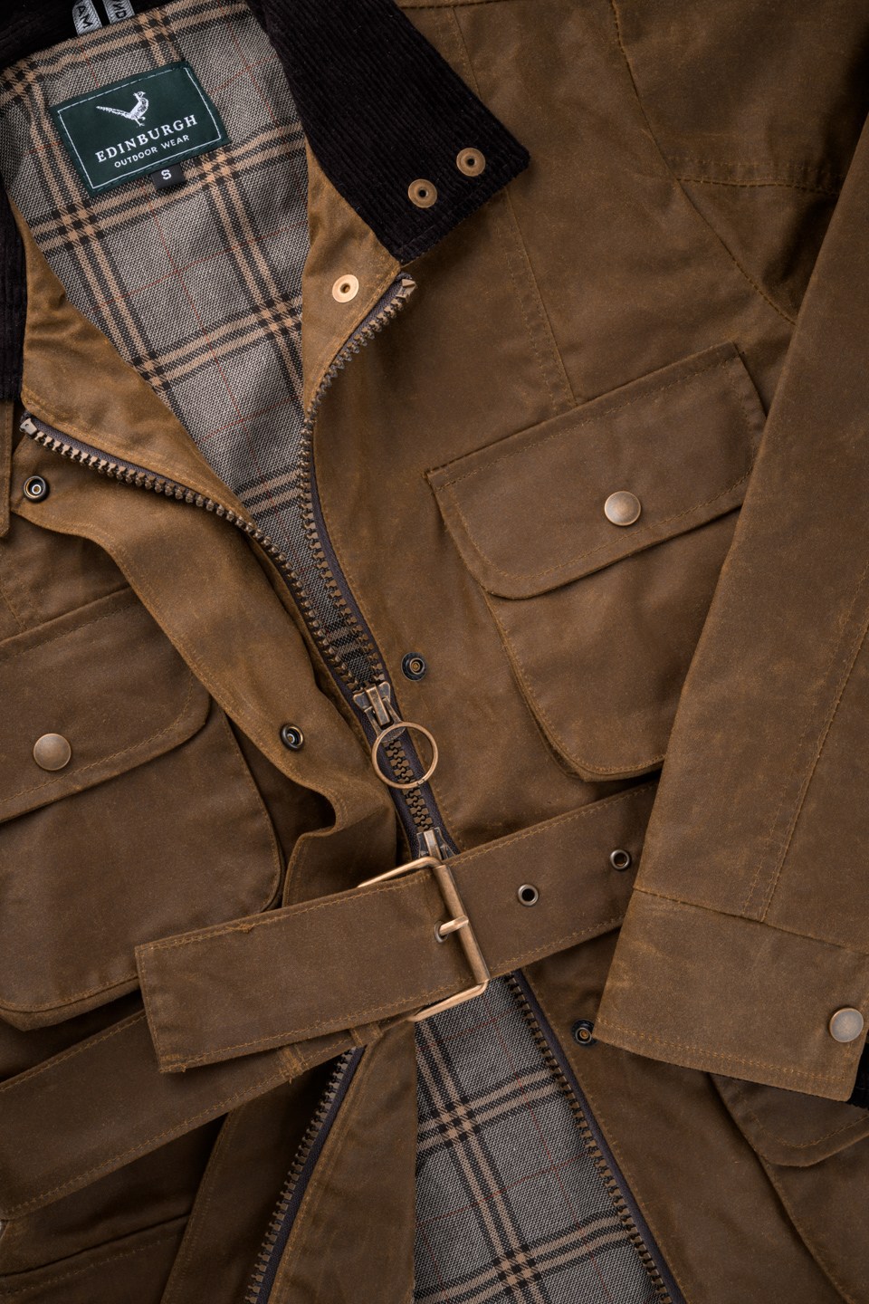 Edinburgh Outdoor Wear Women's Belted Wax Jacket - Tan