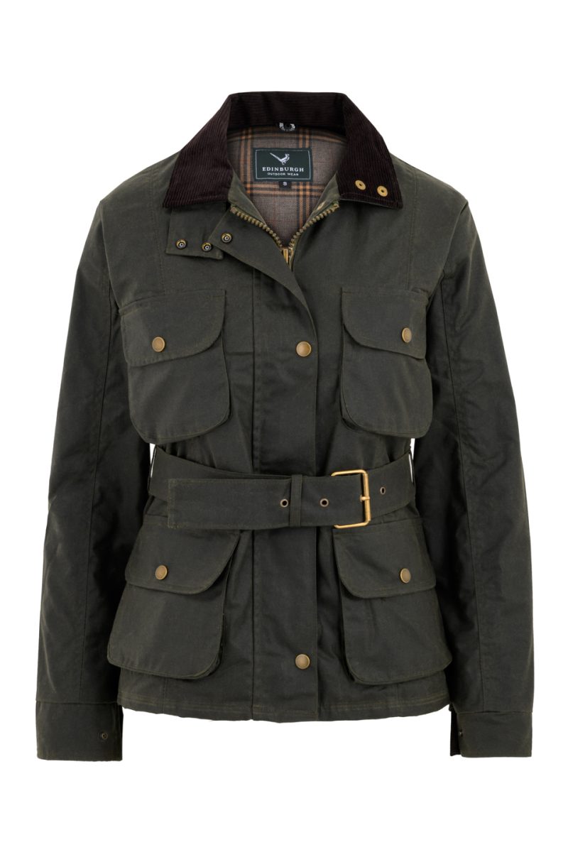 Ediburgh Outdoor Wear Ladies Green Jacket with Belt-1-Low Res