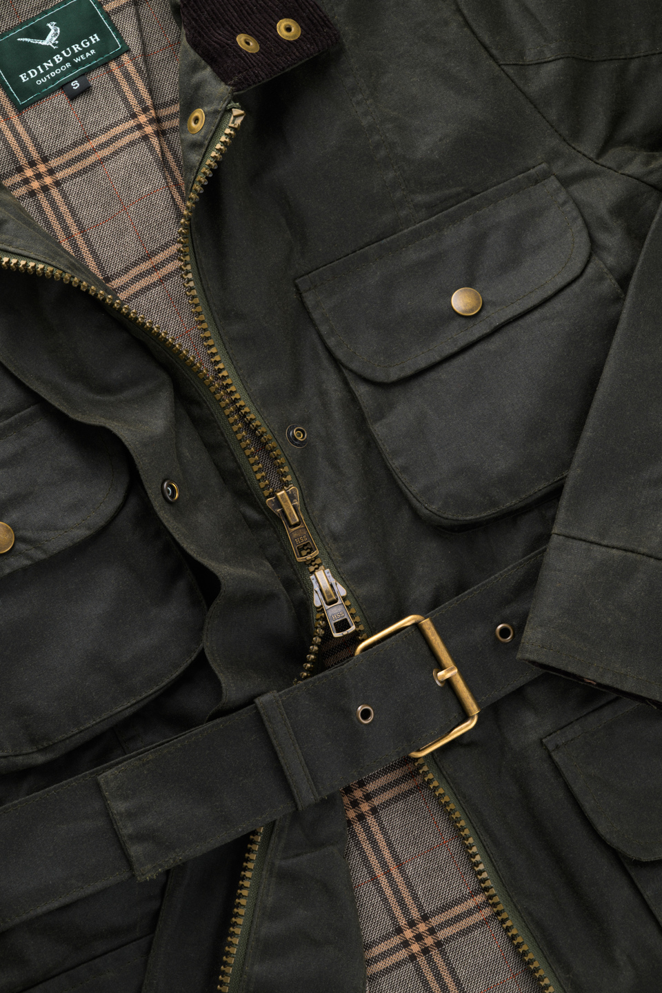 Edinburgh Outdoor Wear Women's Belted Wax Jacket - Olive