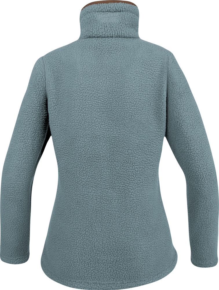 Ladies Half Zip Sherpa Fleece Pullover - Ice Blue