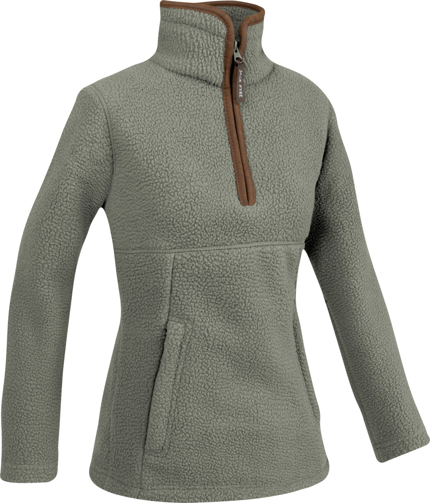 Ladies Half Zip Sherpa Fleece Pullover - Sage