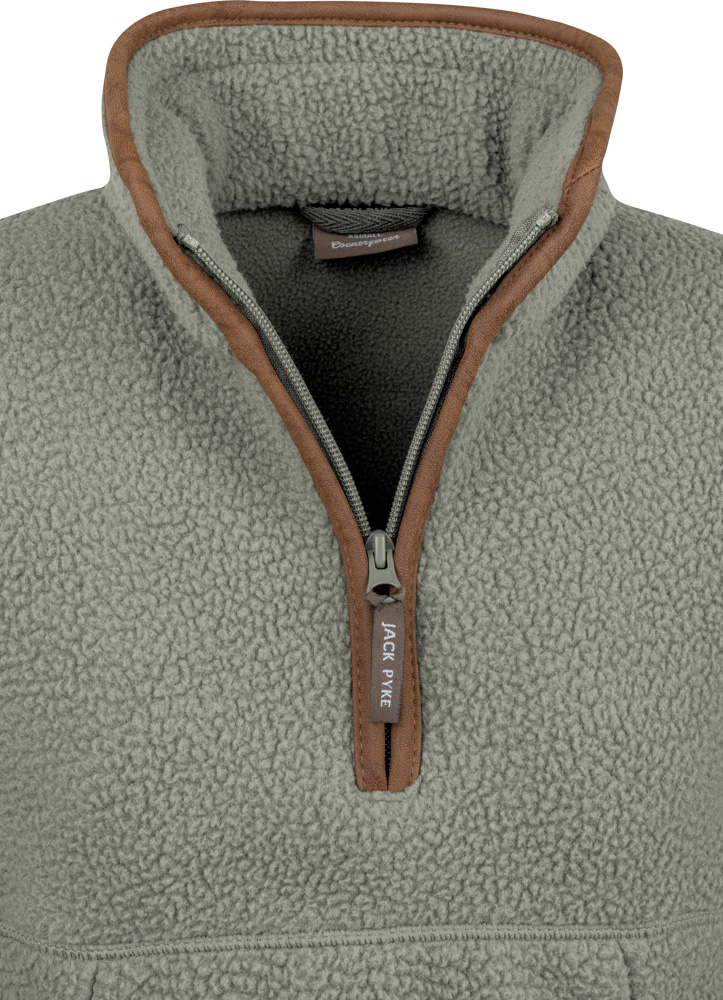 Ladies Half Zip Sherpa Fleece Pullover - Sage