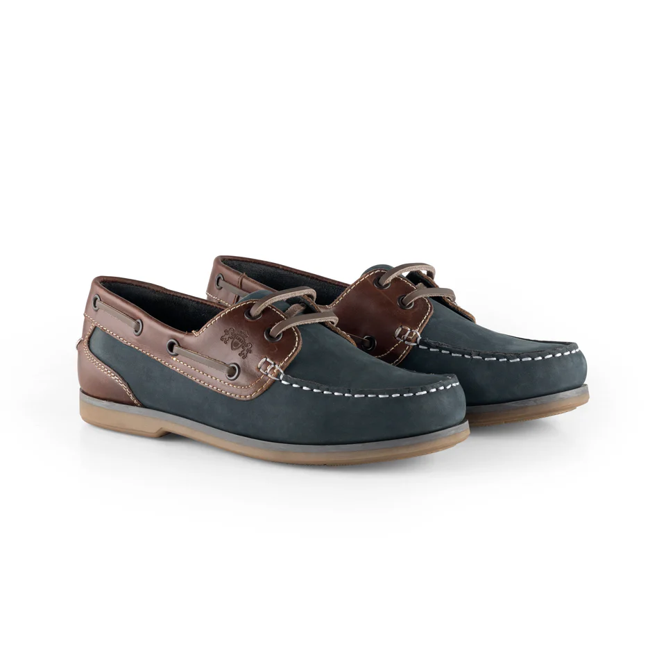 Catesby Ladies Leather Pippa Deck Shoe - Navy/Brown