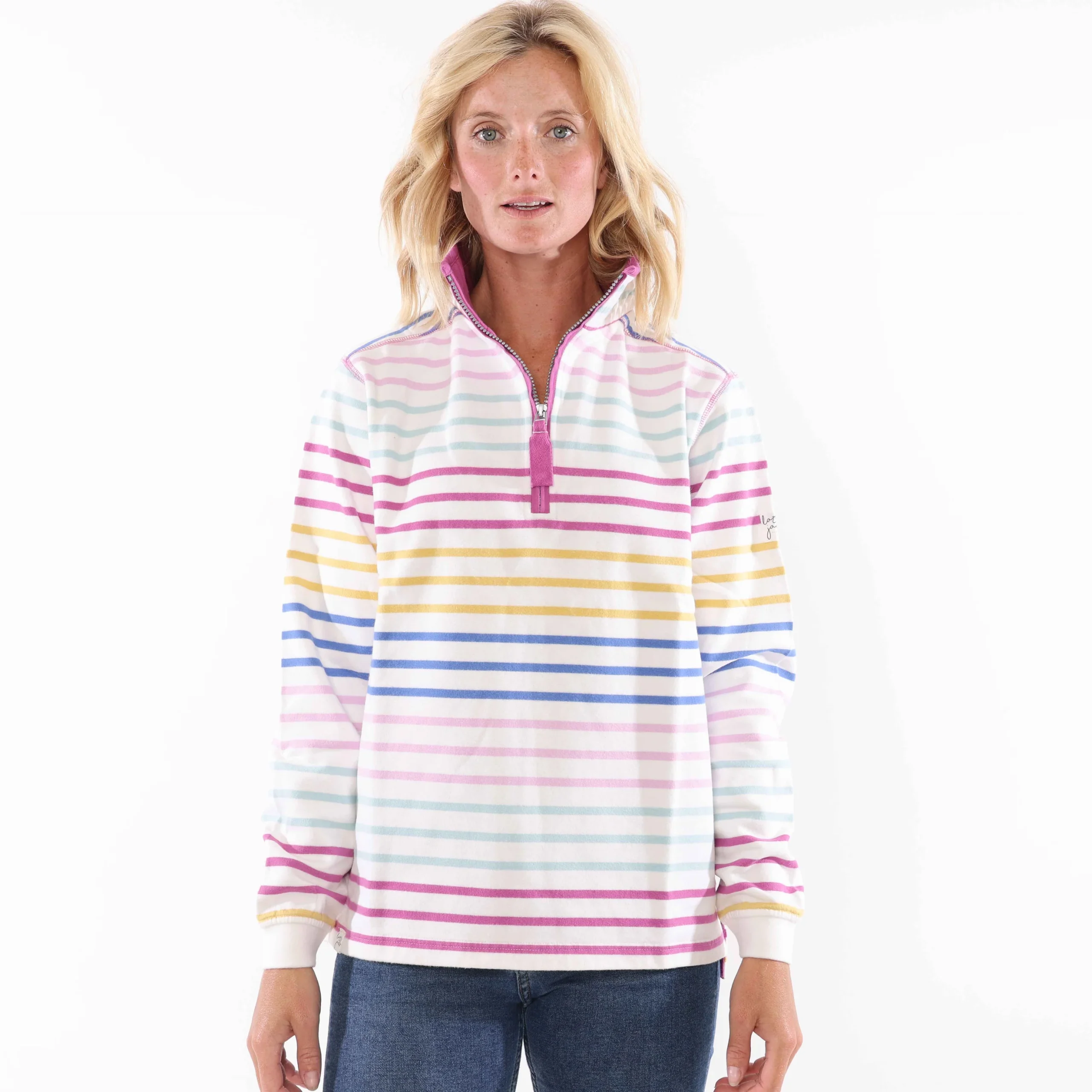 Lazy Jacks LJ35 Striped 1/4 Zip Sweatshirt - Rainbow