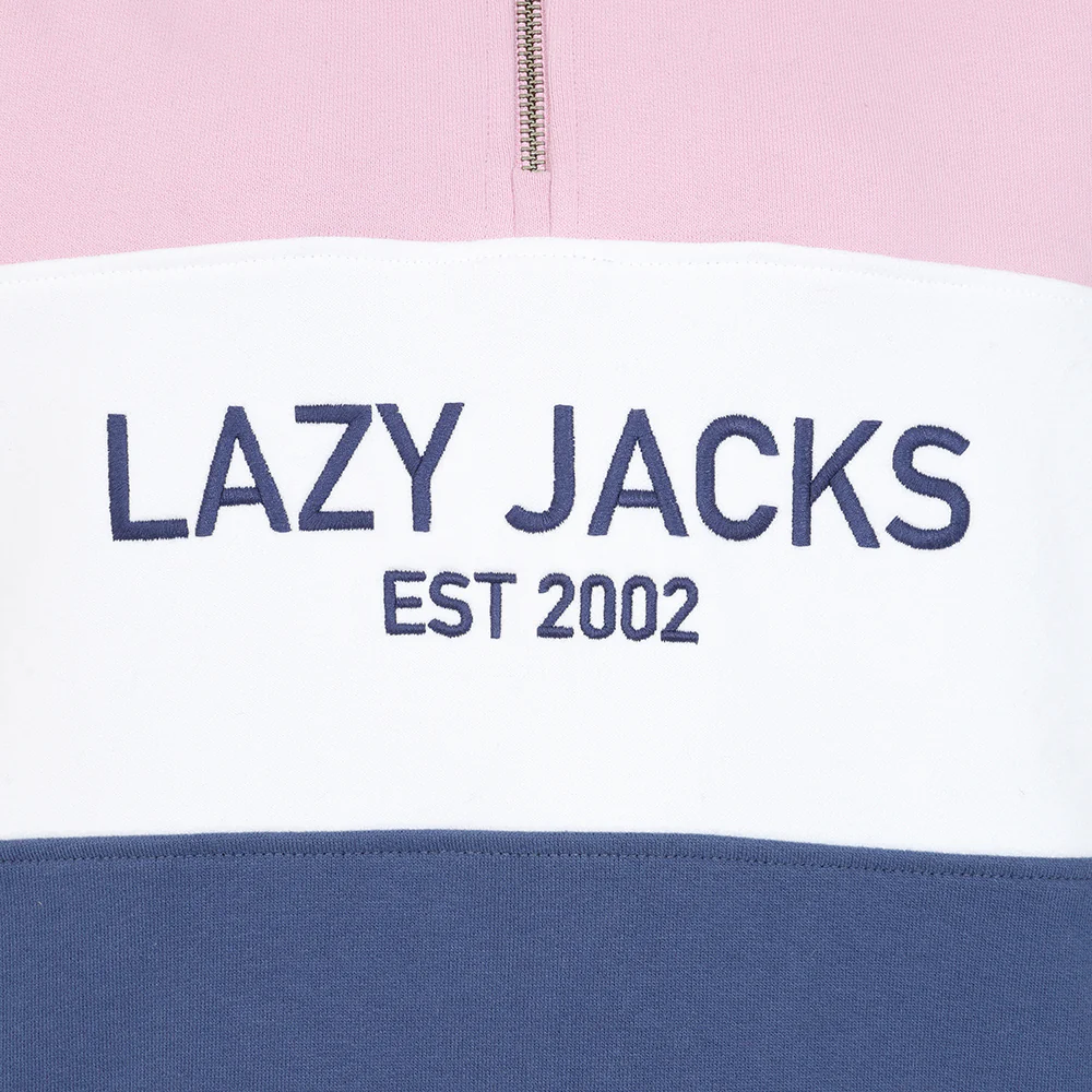 Lazy Jacks Women's LJ322 1/4 Zip Sweatshirt - Pink/Denim