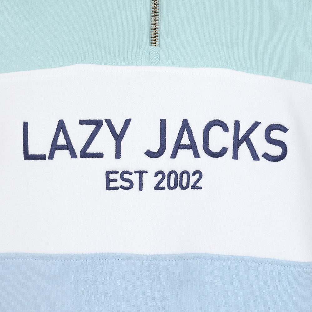 Lazy Jacks Women's LJ322 1/4 Zip Sweatshirt - Sky/Mint