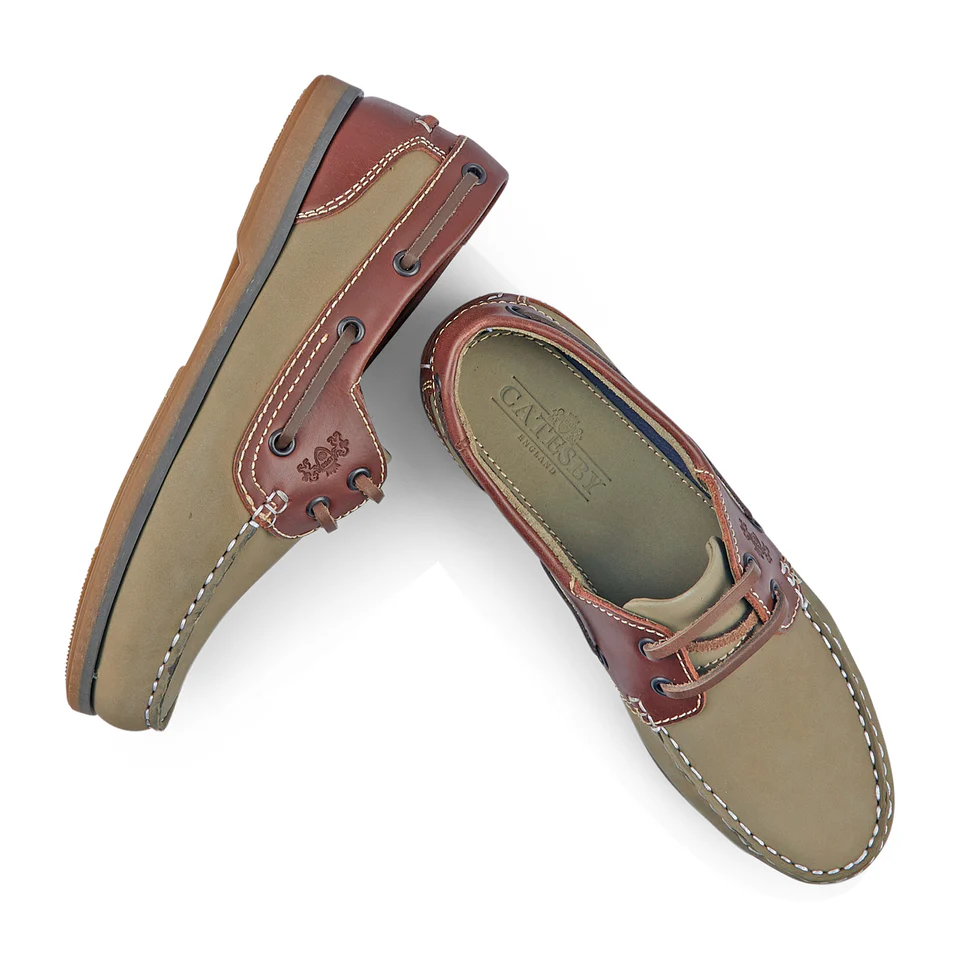 Catesby Ladies Leather Pippa Deck Shoe - Olive