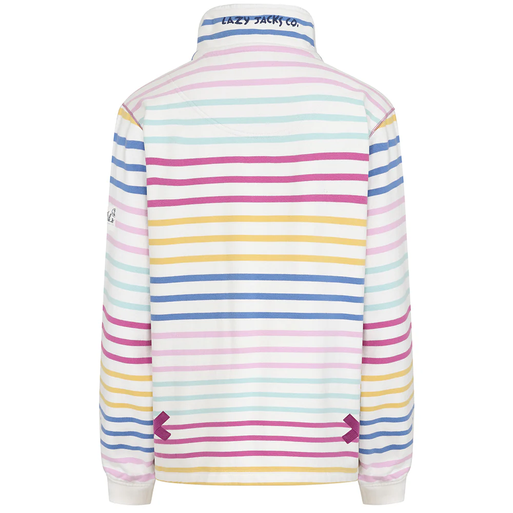 Lazy Jacks LJ35 Striped 1/4 Zip Sweatshirt - Rainbow