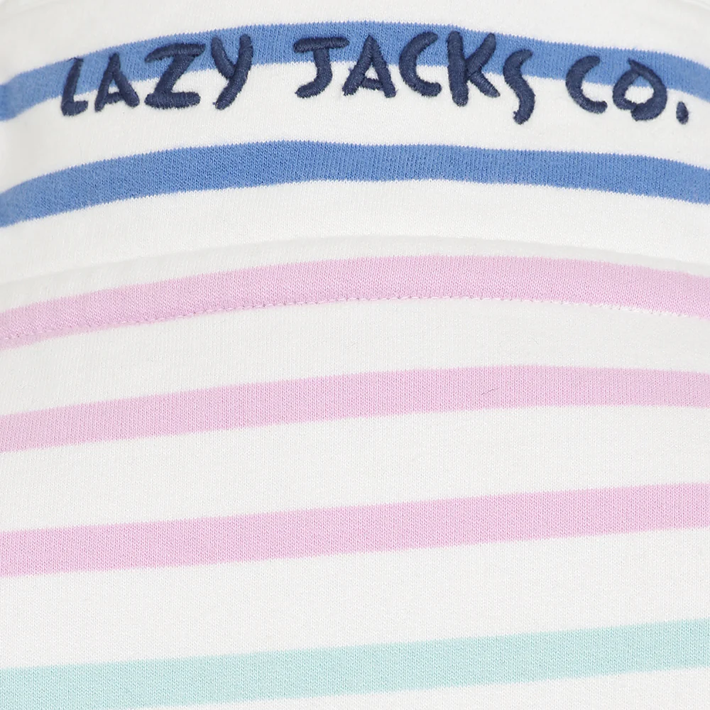 Lazy Jacks LJ35 Striped 1/4 Zip Sweatshirt - Rainbow