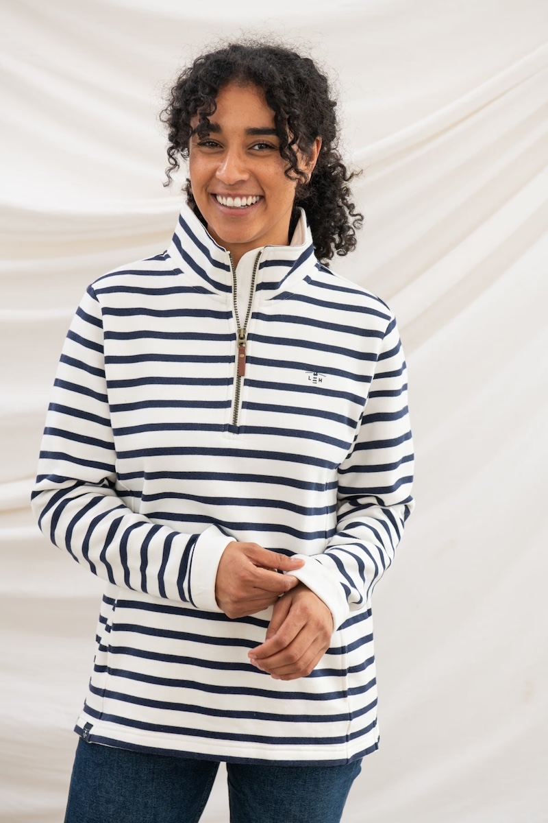 Lighthouse Shore Sweatshirt - Cloud Navy Stripe