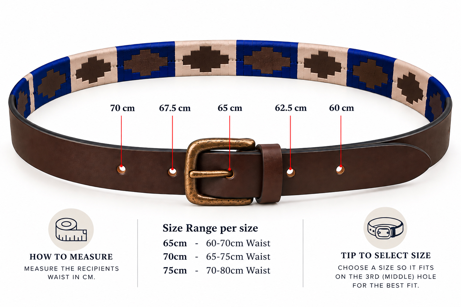 Oxford Blue Kids Gaucho Polo Belt - Navy/Blue/Silver