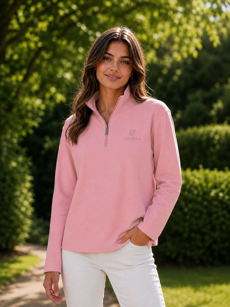 Oxford Blue Ladies 1/4 Zip Ayr Sweatshirt - Pink