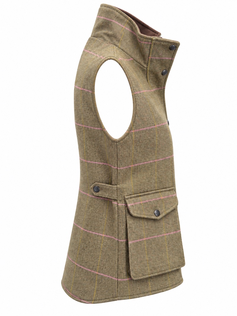 Regents View Ladies Tweed Gilet - Pink/Yellow