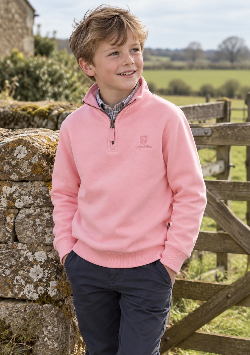 Oxford Blue Kids 1/4 Zip Ayr Sweatshirt - Pink