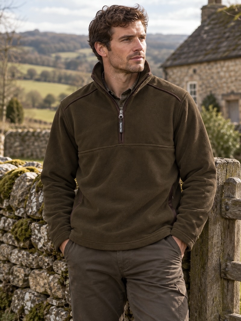 Regents View Mens 1/4 Zip Fleece - Khaki