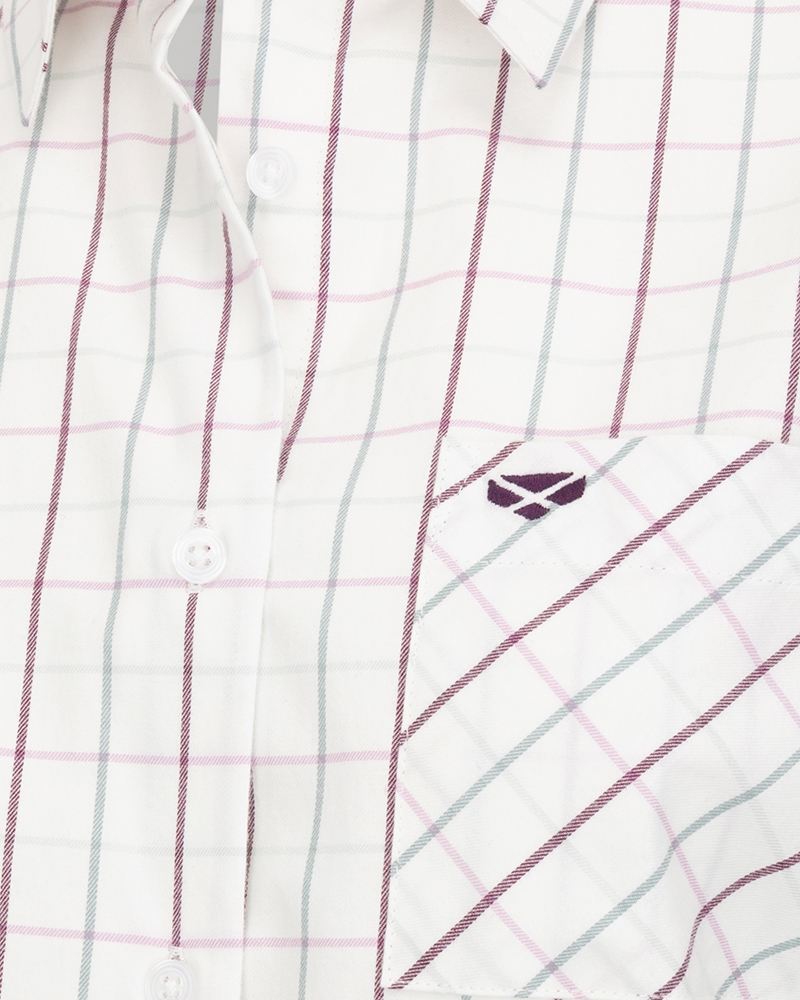 Hoggs of Fife Ladies Aberlady Shirt - Purple/Mineral Blue
