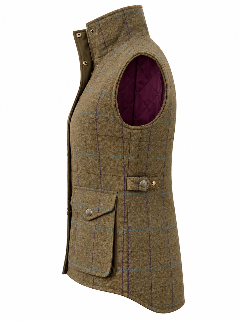 Regents View Ladies Tweed Gilet - Purple/Blue