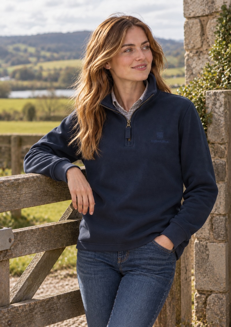 Oxford Blue Ladies 1/4 Zip Ayr Sweatshirt - Navy