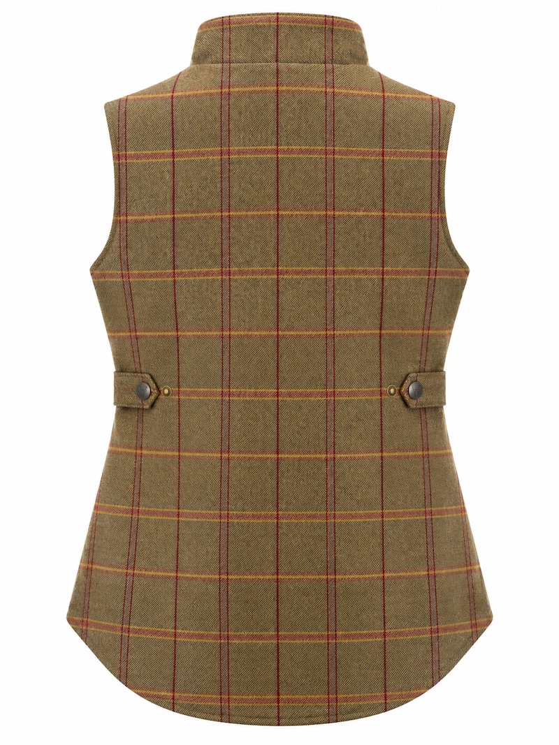 Regents View Ladies Tweed Gilet - Red/Mustard