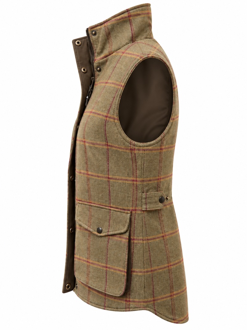 Regents View Ladies Tweed Gilet - Red/Mustard